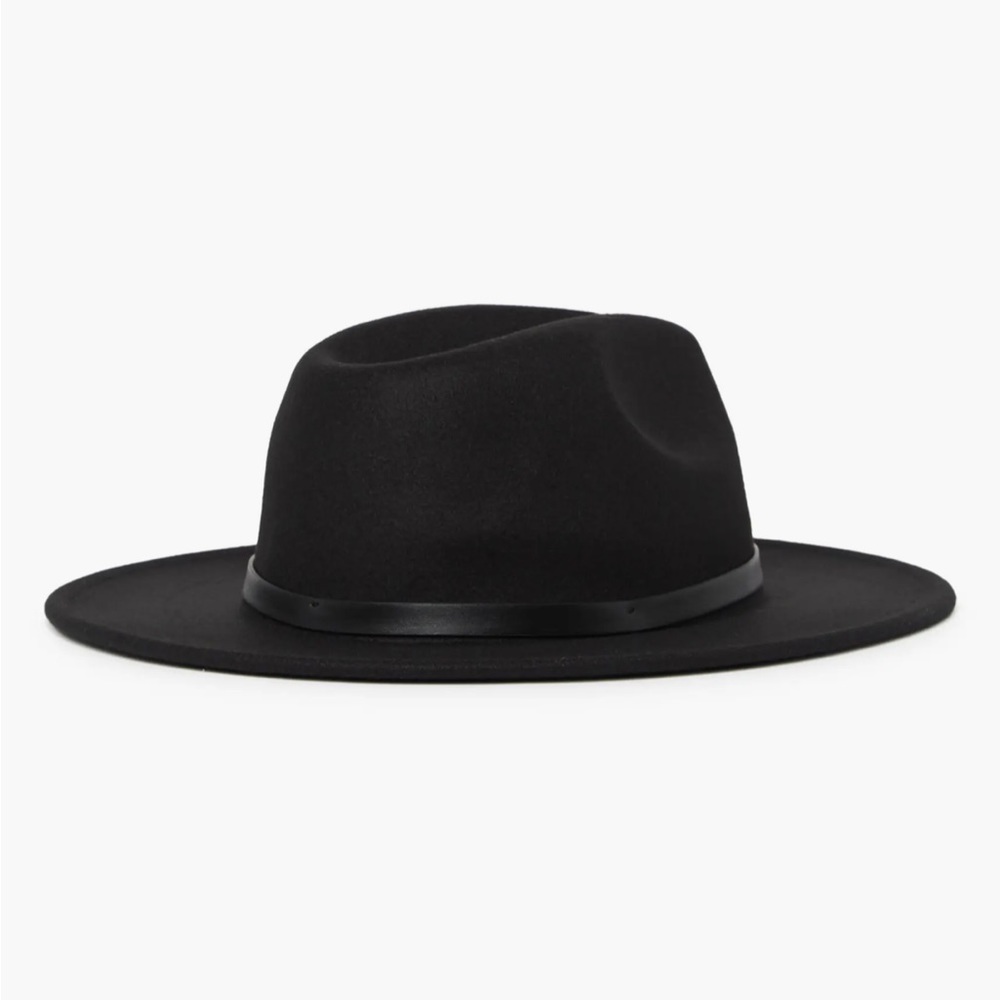NEW IN PACKAGE - Faux Leather Trim Felt Panama Hat